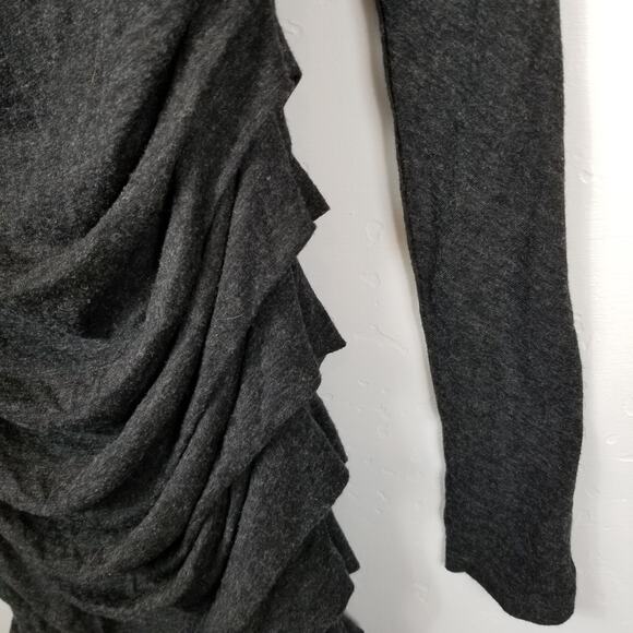 Elm Design Matthildur Gray Jersey Knit Drape Neck Ruched Dress Size 8 - Picture 4 of 7
